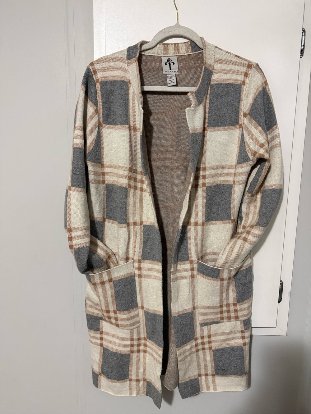 191. Rain + Rose $130 Plaid Open-Front Coatigan Academia Fall Cozy